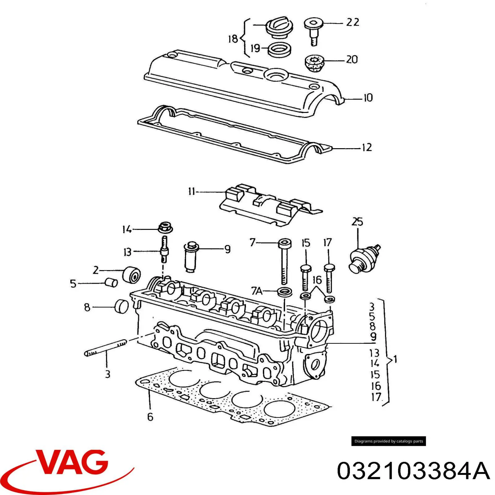 Болт головки блока циліндрів, ГБЦ 032103384A VAG