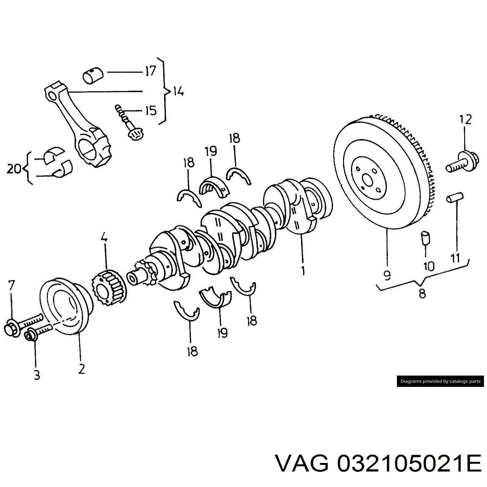 Вал колінчастий і маховик VAG 032105021E ціна, від 88.69 USD