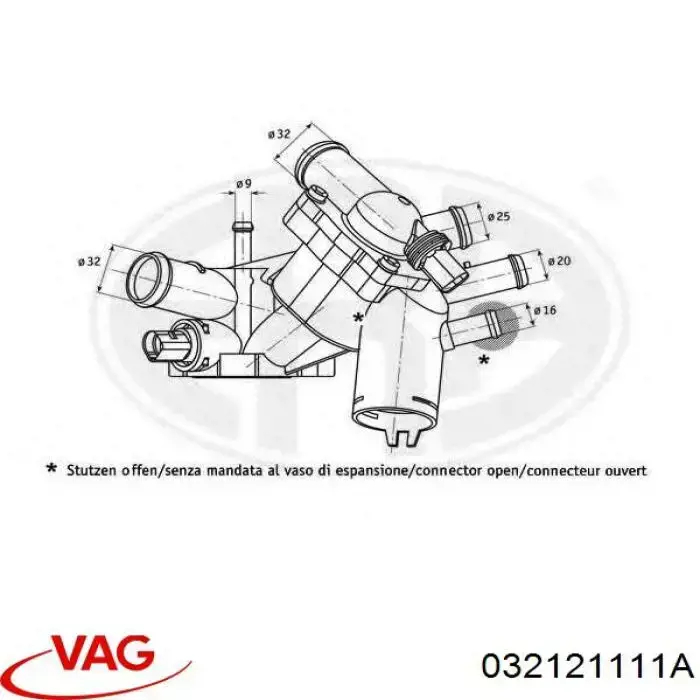 Термостат в зборі VAG 032121111A