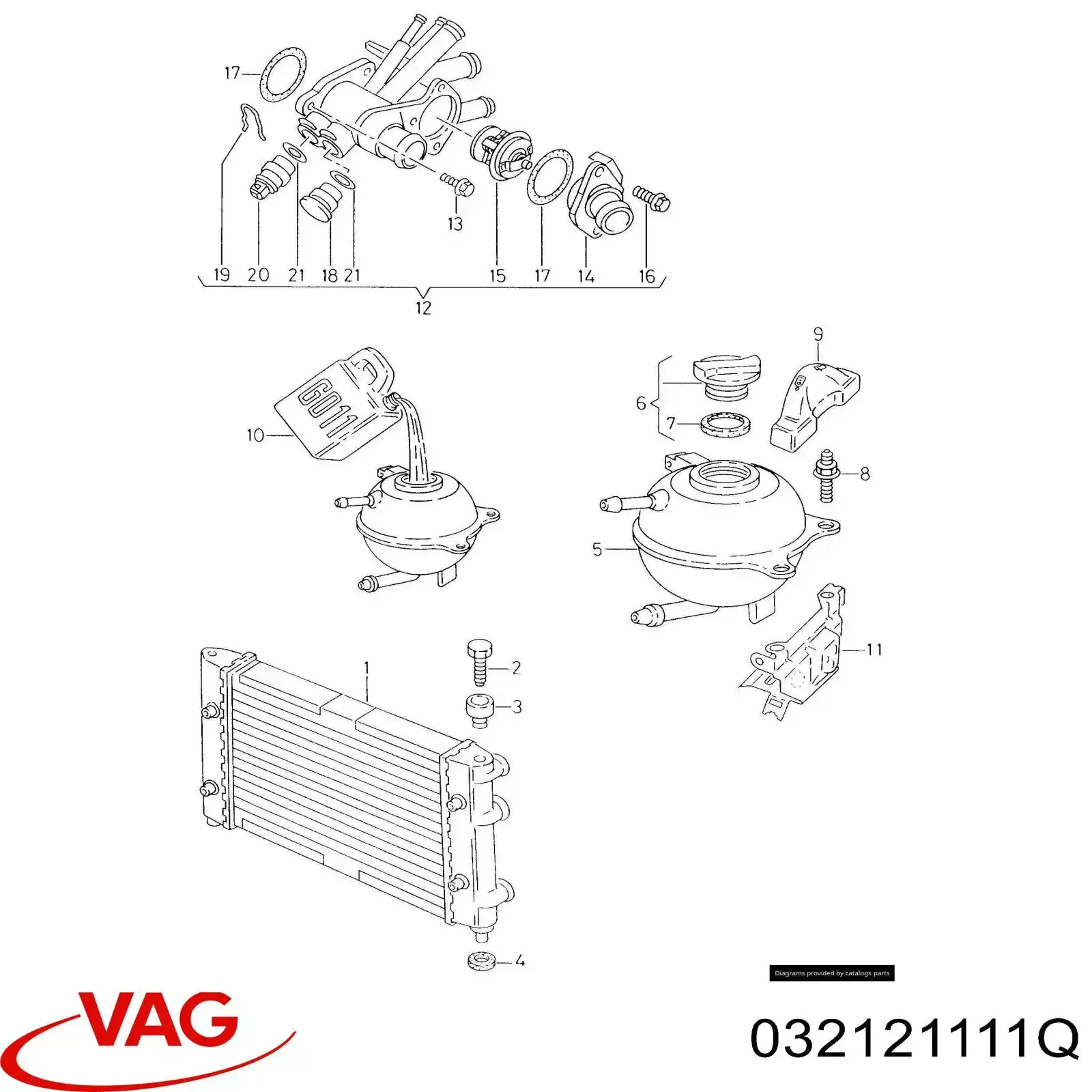 Корпус термостата 032121111Q VAG