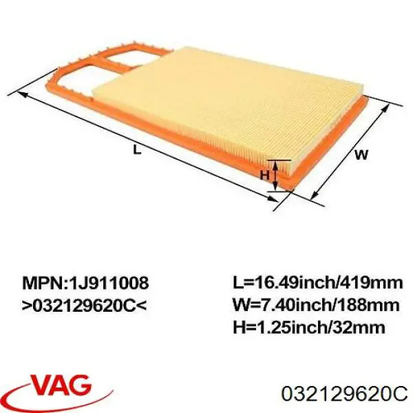 Повітряний фільтр 032129620C VAG