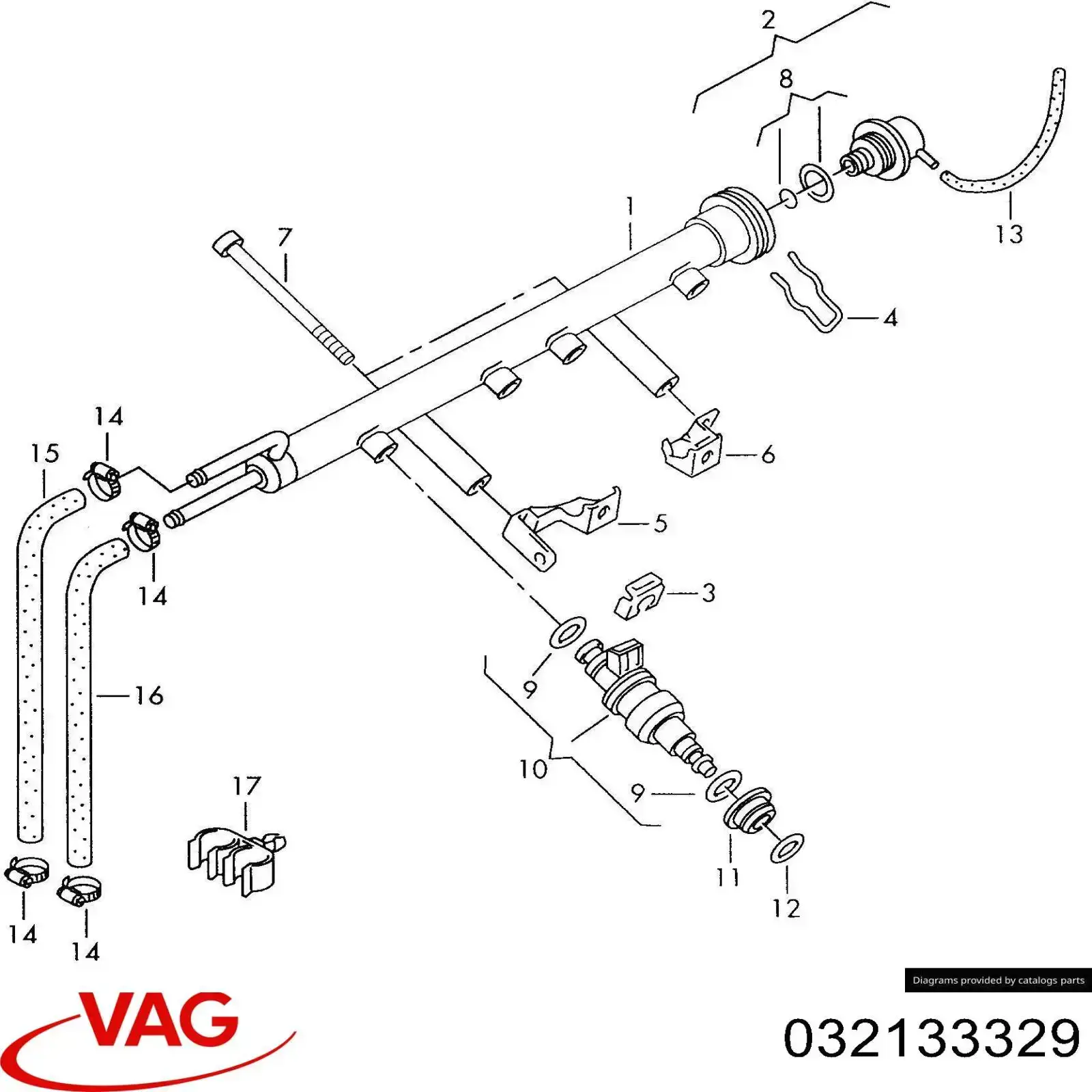 Рампа форсунок системи упорскування палива VAG 032133329 ціна, від 11.40 USD