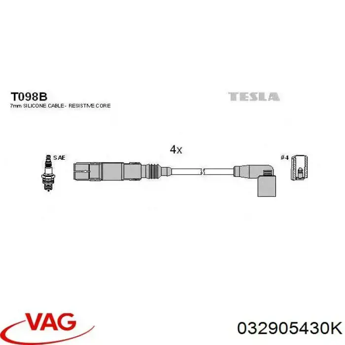 Купити 032905430K VAG Провід високовольтні, комплект