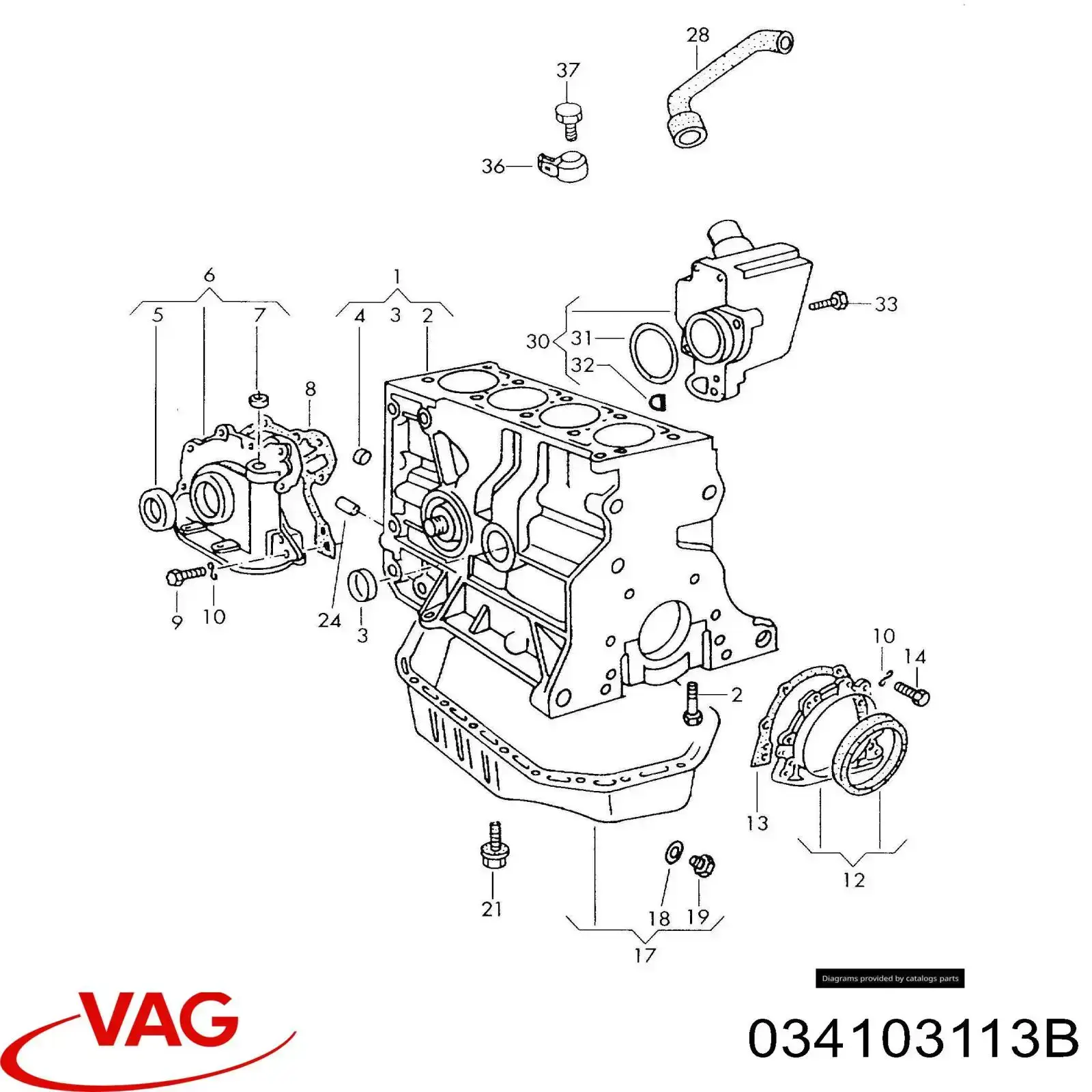 Купити 034103113B VAG Заглушка блоку циліндрів