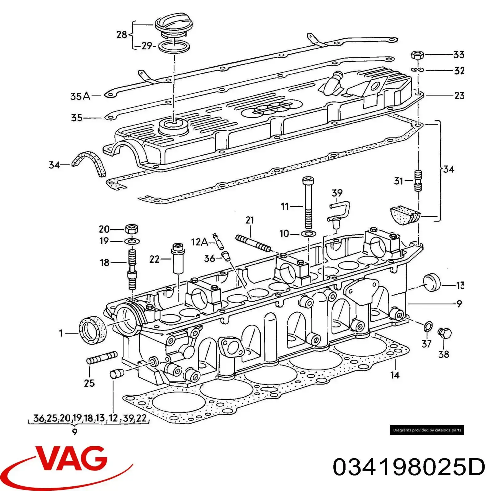 Прокладка клапанної кришки двигуна, комплект VAG 034198025D ціна, від 17.26 USD