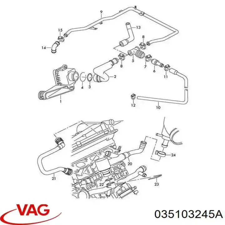 Клапан картерних газів VAG 035103245A ціна, від 13.05 USD