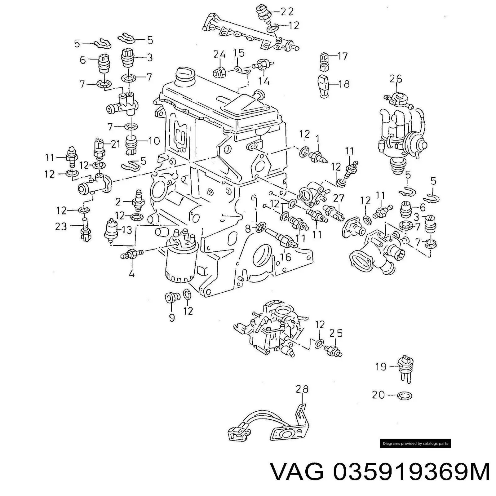 035919369M VAG Датчик температури охл.жідкості, на прилад