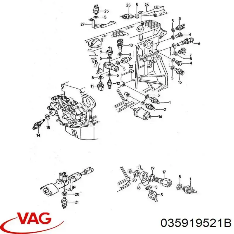 Датчик температури масла двигуна VAG 035919521B ціна, від 33.86 USD