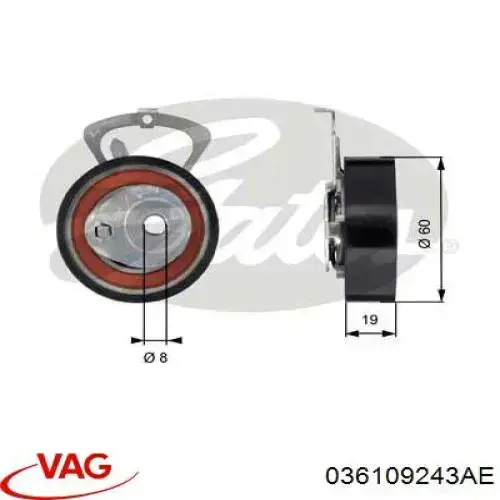 Ролик натягувача ременя ГРМ 036109243AE VAG