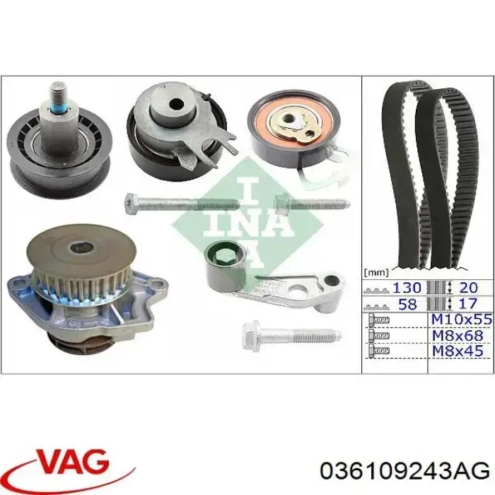 Ролик натяжителя ременя газорозподілу VAG 036109243AG ціна, від 22.74 USD