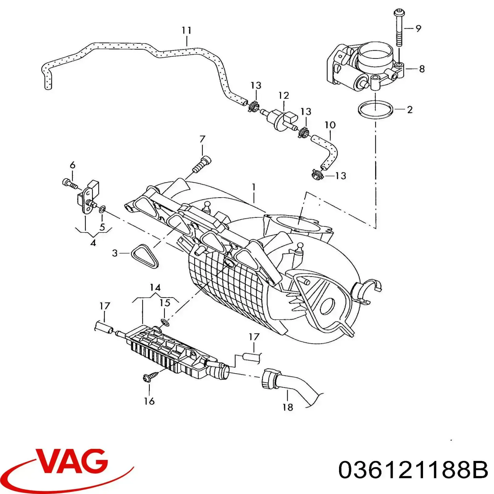 Трубка картера повітряна VAG 036121188B ціна, від 15.86 USD
