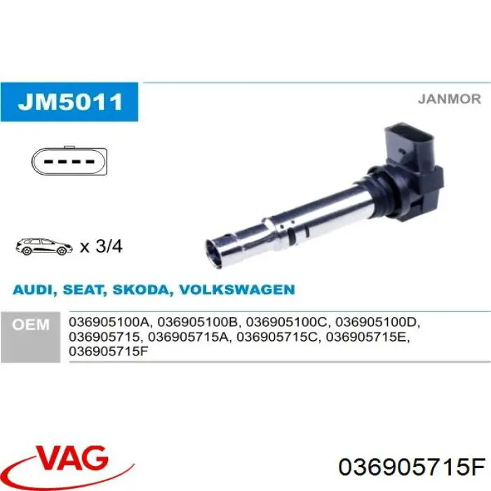 036905715F VAG Котушка запалювання