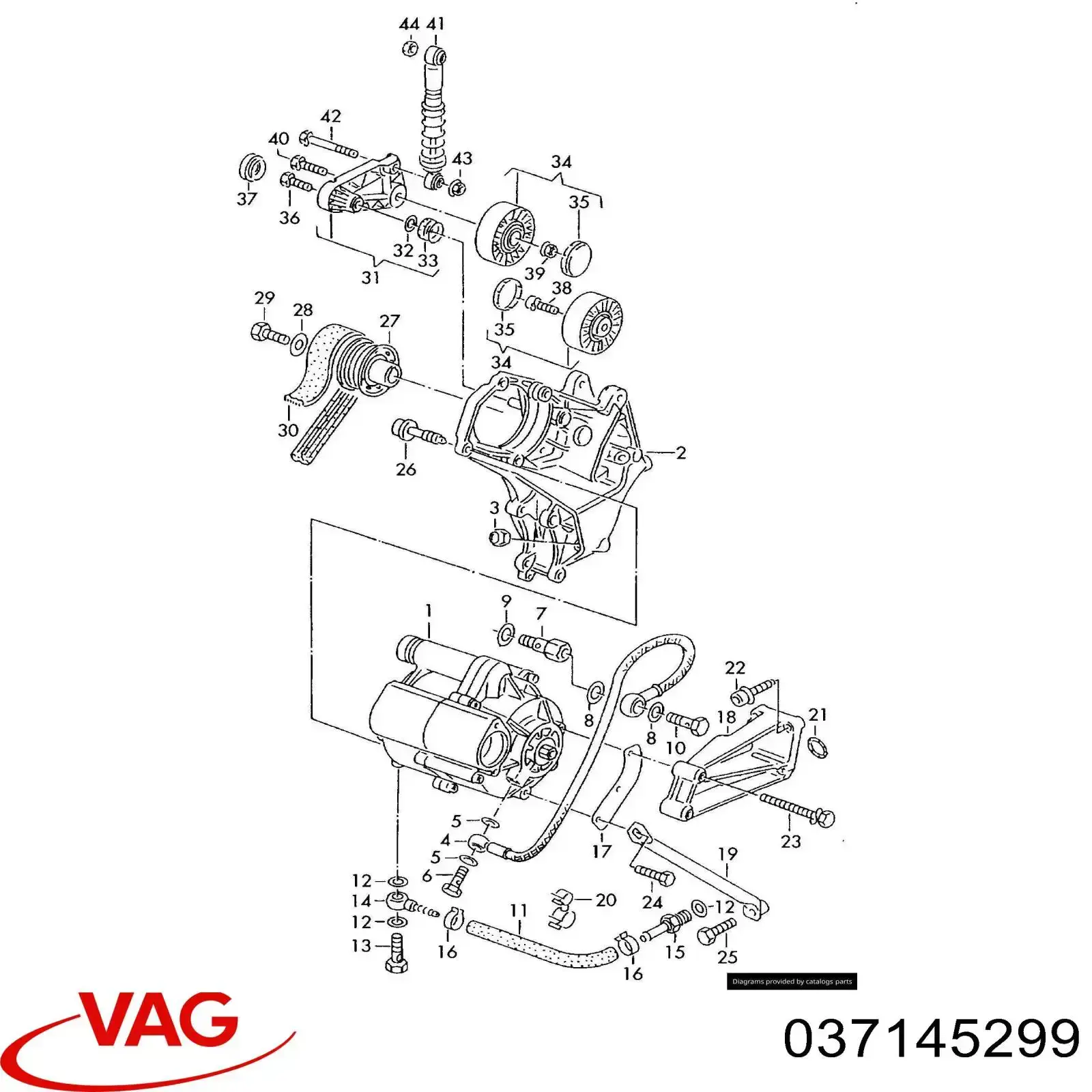 Амортизатор натягувача приводного ременя Volkswagen Passat (B3, B4, 3A2, 351) (Фольцваген Пассат)