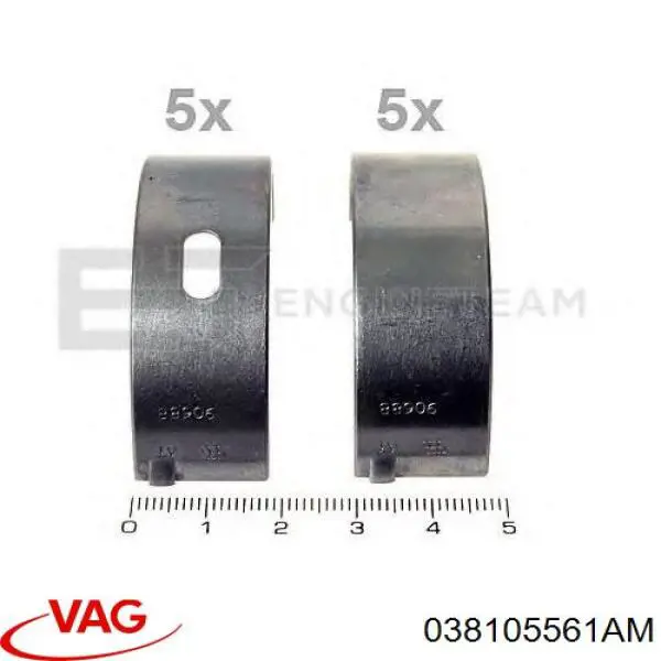 Вкладиші коленвала, корінні, комплект, стандарт (STD) VAG 038105561AM ціна, від 29.36 USD