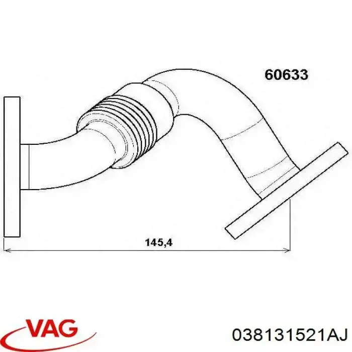 Патрубок радіатора системи рециркуляції ОГ VAG 038131521AJ ціна, від 11.05 USD