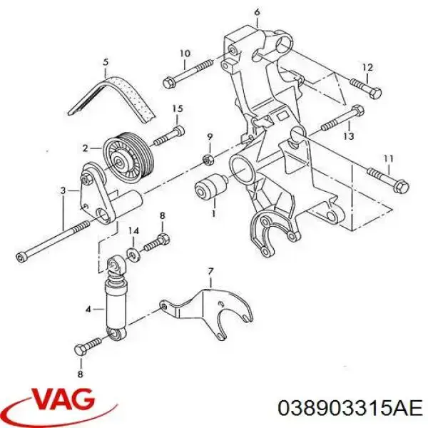 Натягувач приводного ременя VAG 038903315AE ціна, від 30.53 USD