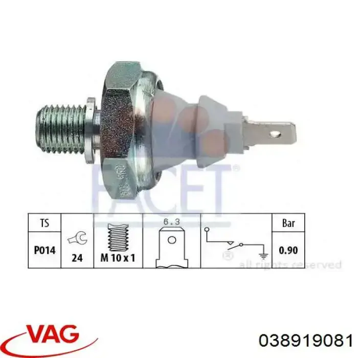 Датчик тиску масла 038919081 VAG