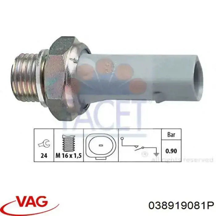Датчик тиску масла двигуна VAG 038919081P