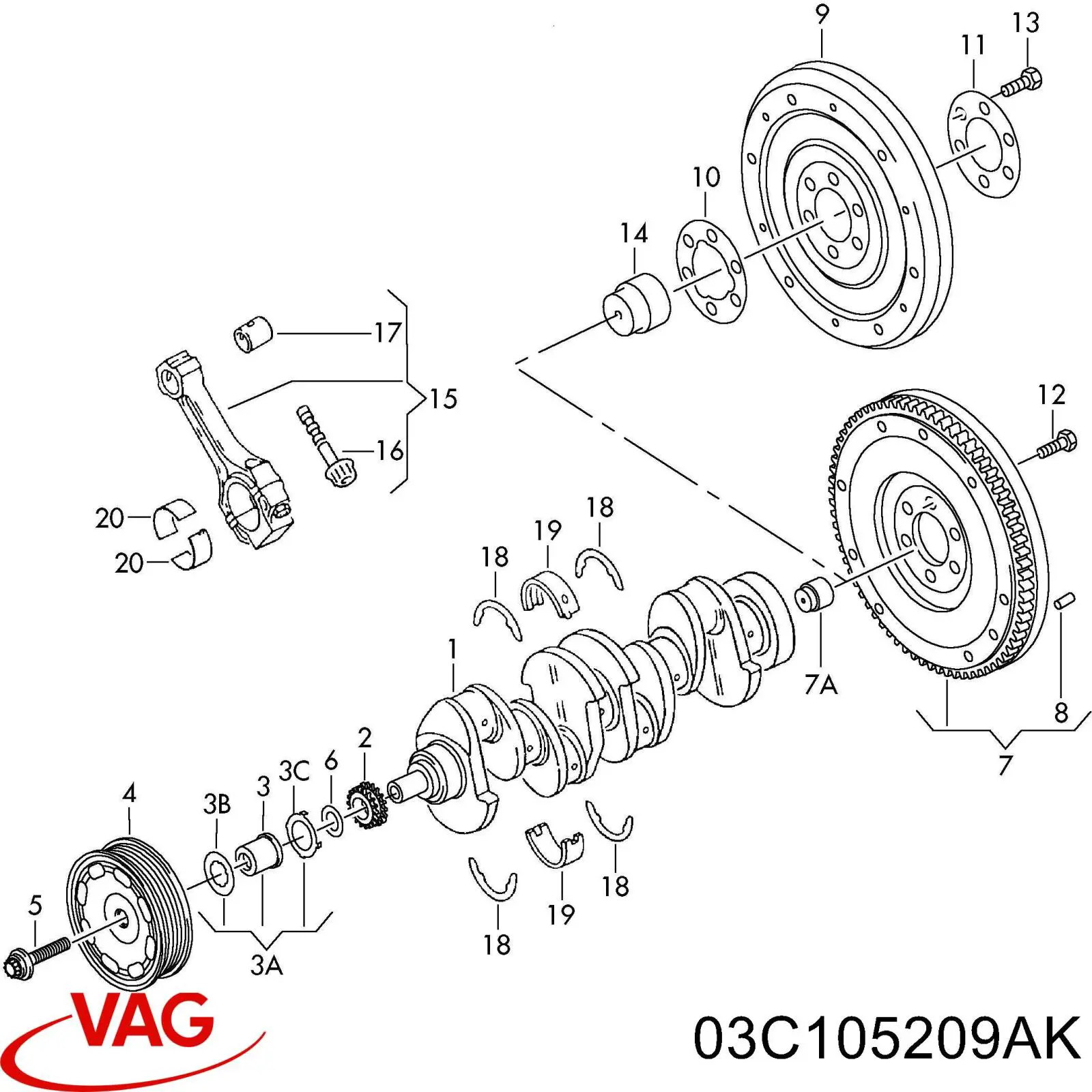 Купити 03C105209AK VAG Зірочка приводу коленвала двигуна