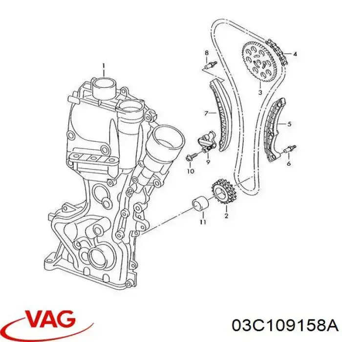 Ланцюг ГРМ 03C109158A VAG