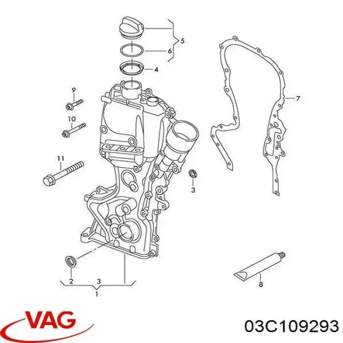03C109293 VAG прокладка передньої кришки двигуна