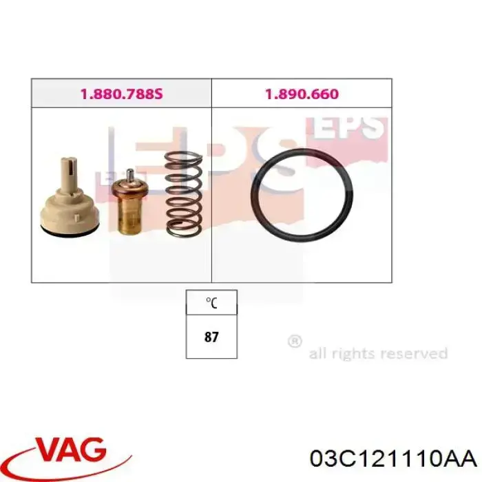 Автомобільний термостат VAG 03C121110AA ціна, від 18.79 USD