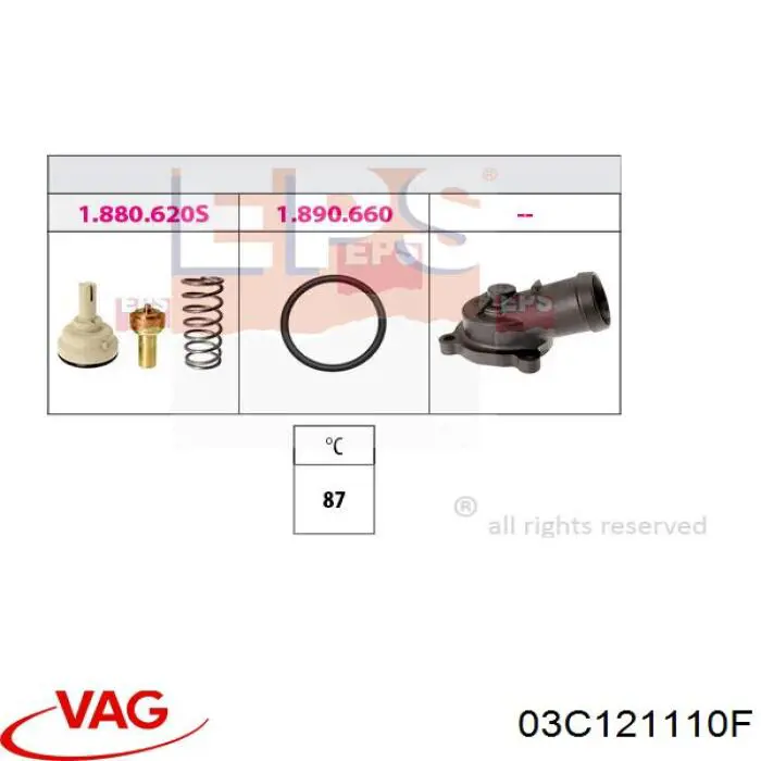 Автомобільний термостат VAG 03C121110F ціна, від 20.26 USD