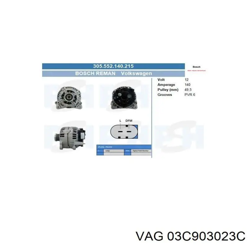 Генератор VAG 03C903023C ціна, від 50.68 USD