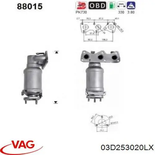 Купити 03D253020LX VAG Перетворювач відпрацьованих газів