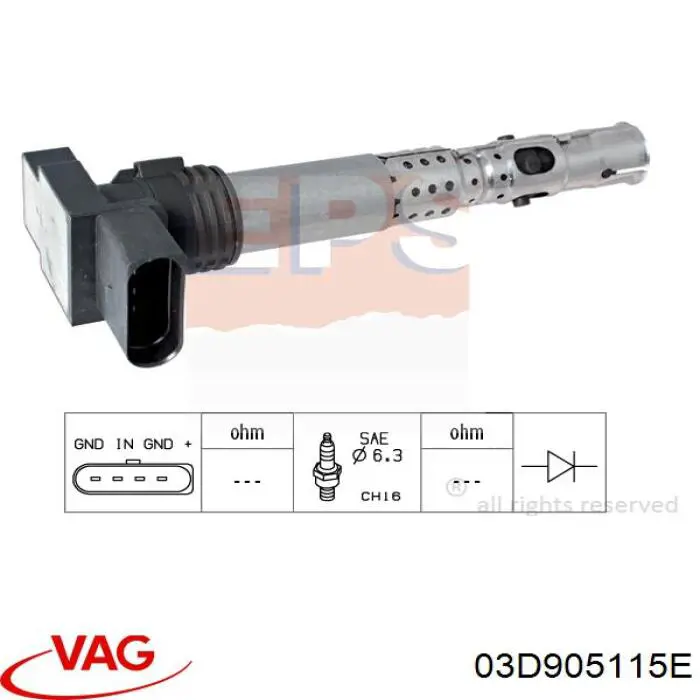 Купити 03D905115E VAG Котушка запалювання