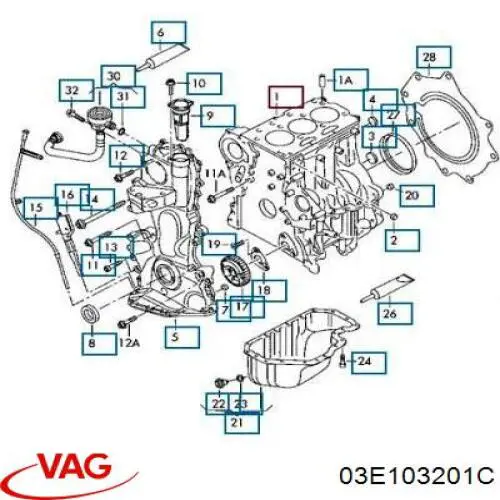 Клапан картерних газів VAG 03E103201B ціна, від 27.39 USD