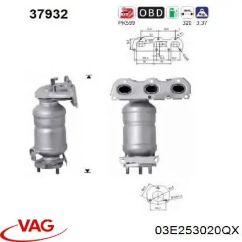 03E253020QX VAG Каталітичний нейтралізатор відпрацьованих газів