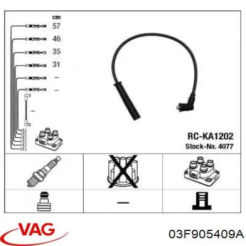 Купити 03F905409A VAG Провід високовольтні, комплект