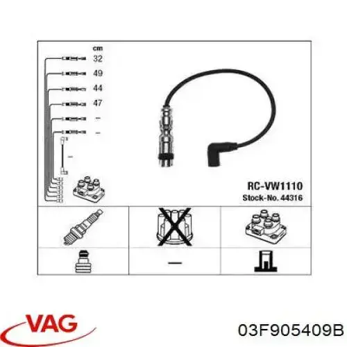 Дроти запалювання VAG 03F905409B ціна, від 35.57 USD