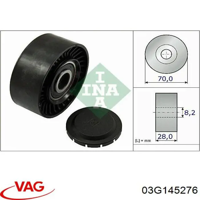 Ролик приводного ременя, паразитний VAG 03G145276 ціна, від 18.96 USD