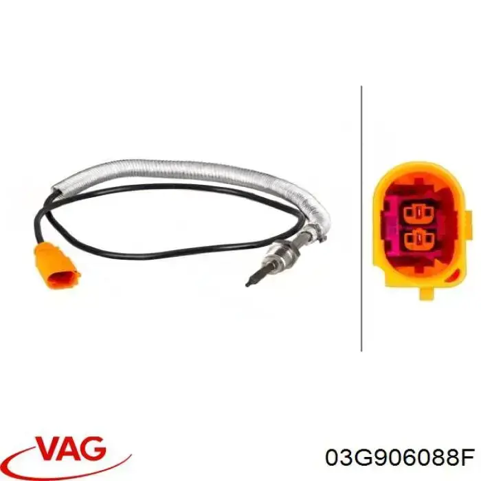 Купити 03G906088F VAG Датчик температури відпрацьованих газів (ВГ), після фільтра сажі