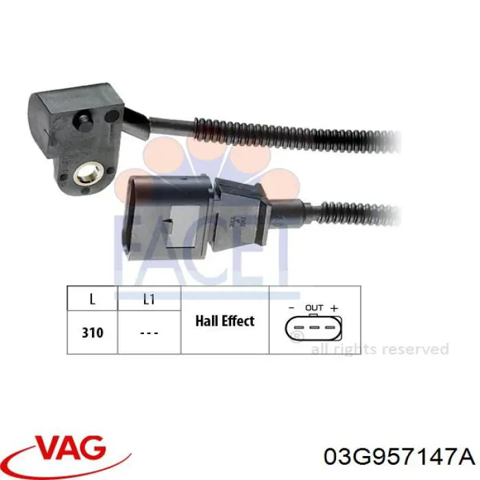 Датчик положення распредвалу VAG 03G957147A