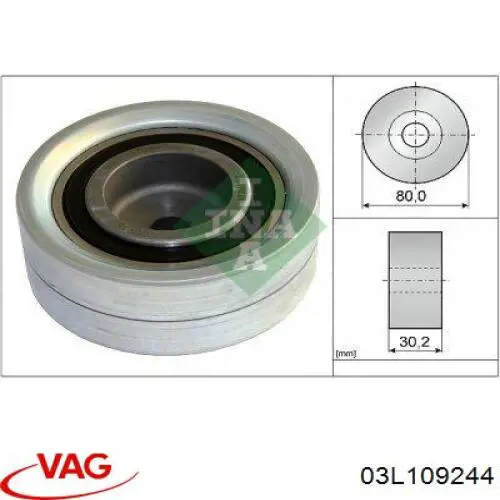Ролик ременя ГРМ, паразитний VAG 03L109244 ціна, від 28.05 USD