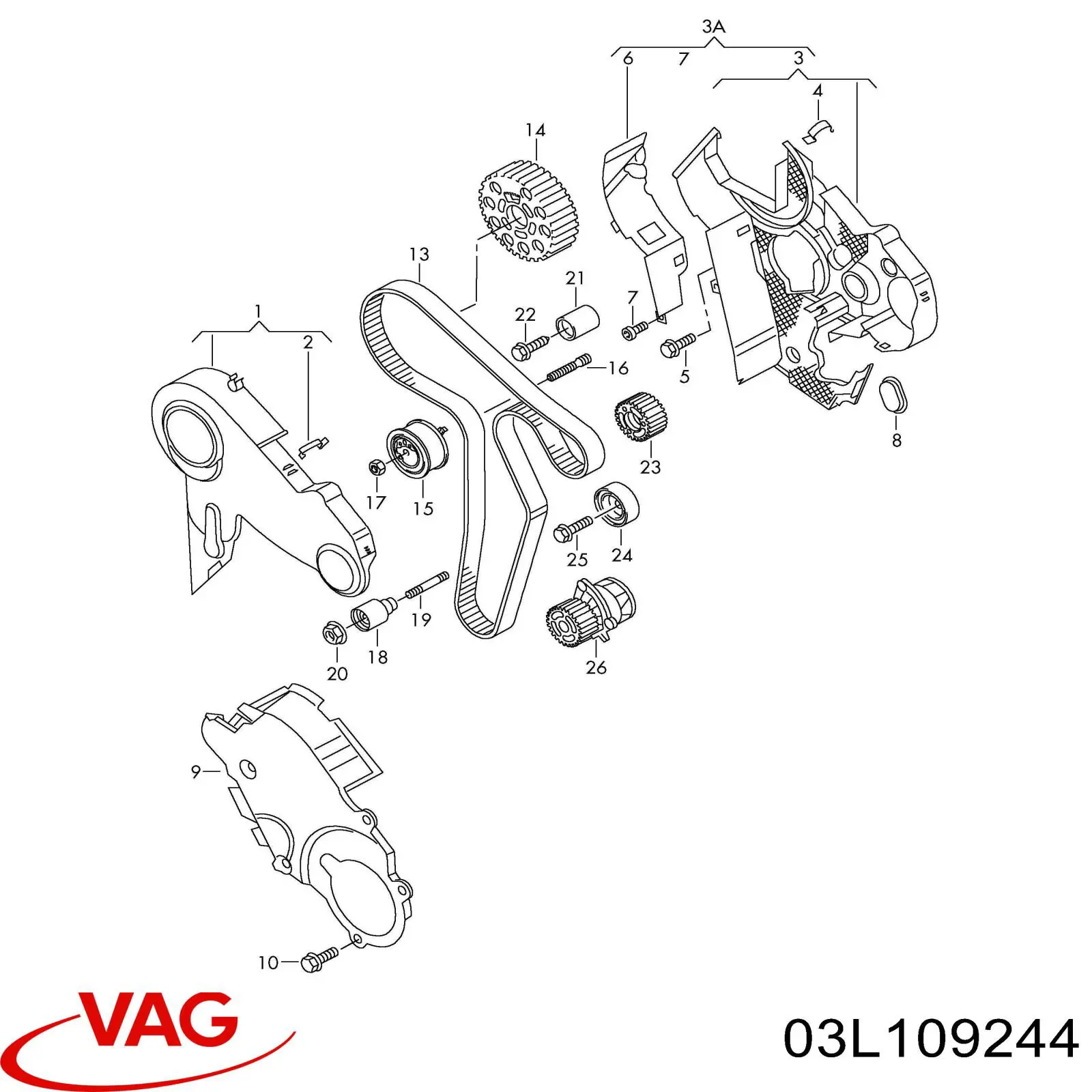 Ролик паразитний ГРМ 03L109244 VAG