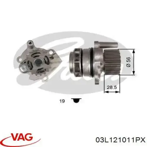 Помпа охолодження VAG 03L121011PX ціна, від 39.55 USD