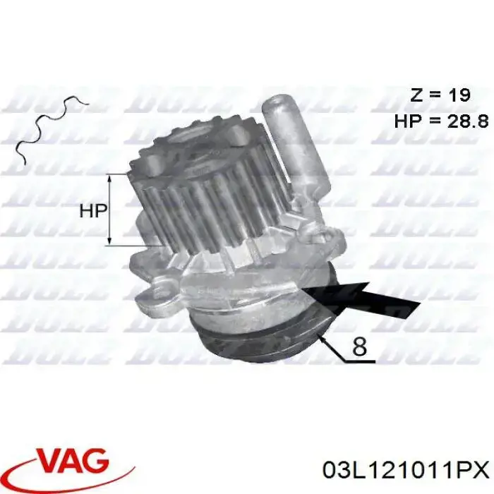 Купити 03L121011PX VAG Насос охолоджуючої рідини