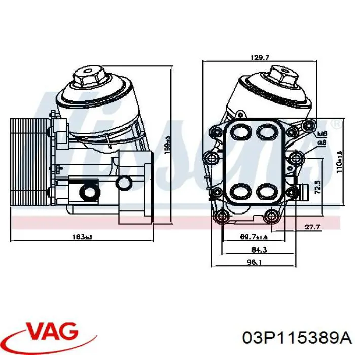 Корпус масляного фільтра VAG 03P115389A ціна, від 69.89 USD