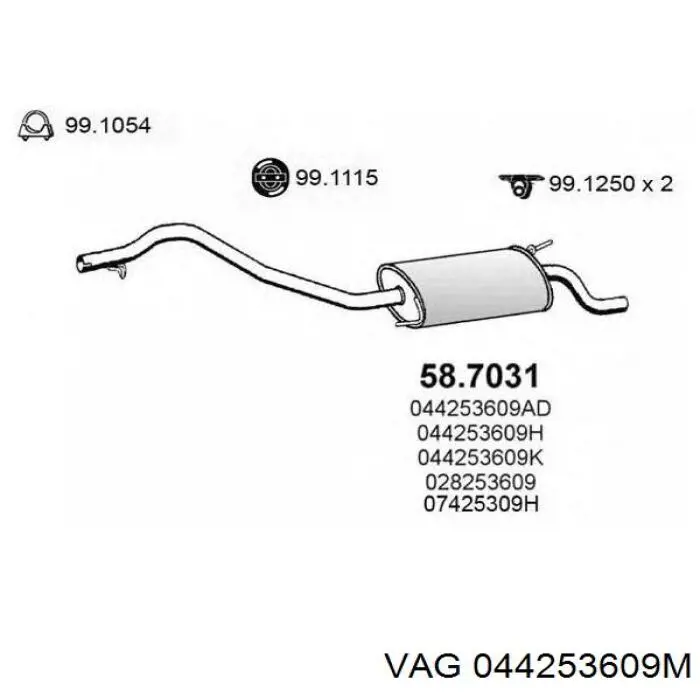 044253609M VAG Глушник, задня частина