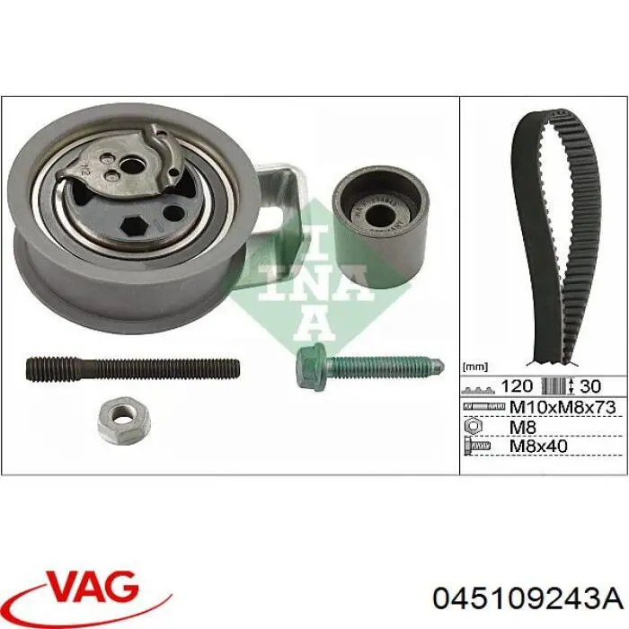 Ролик натяжителя ременя газорозподілу VAG 045109243A ціна, від 40.27 USD