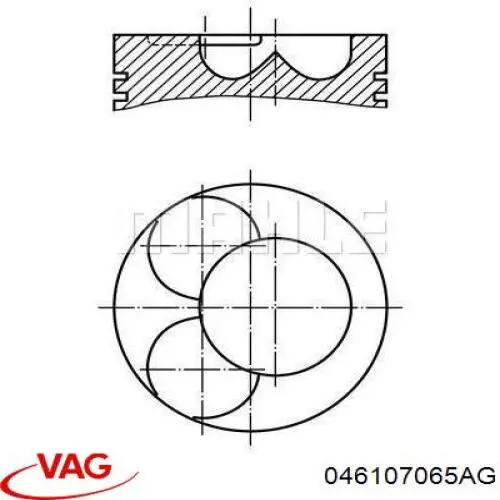 Поршень в комплекті на 1 циліндр, STD 046107065AG VAG