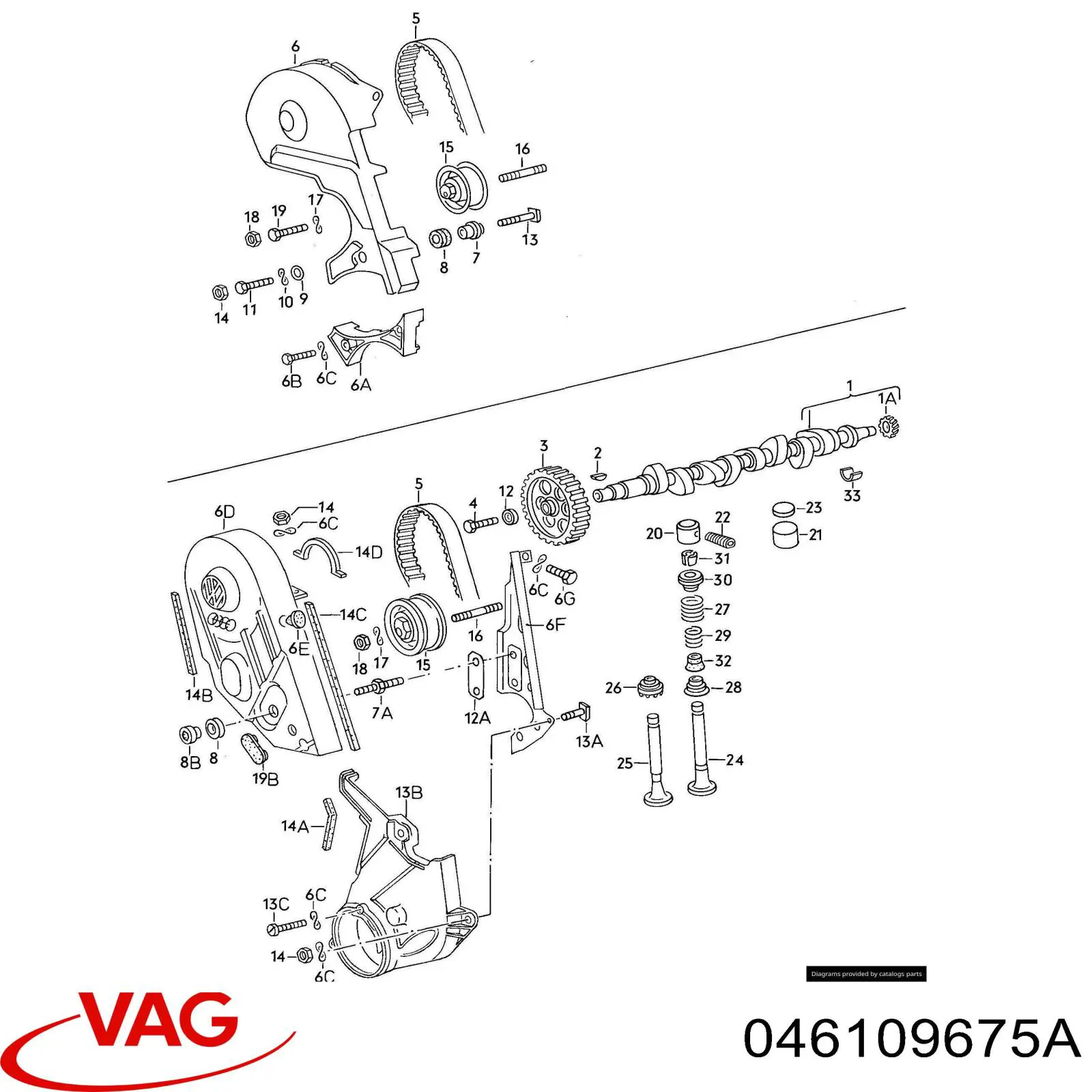 Сальник клапана (маслознімний), впуск/випуск 046109675A VAG