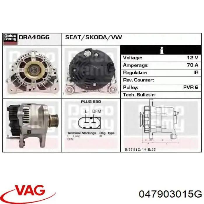 Генератор VAG 047903015G ціна, від 50.67 USD