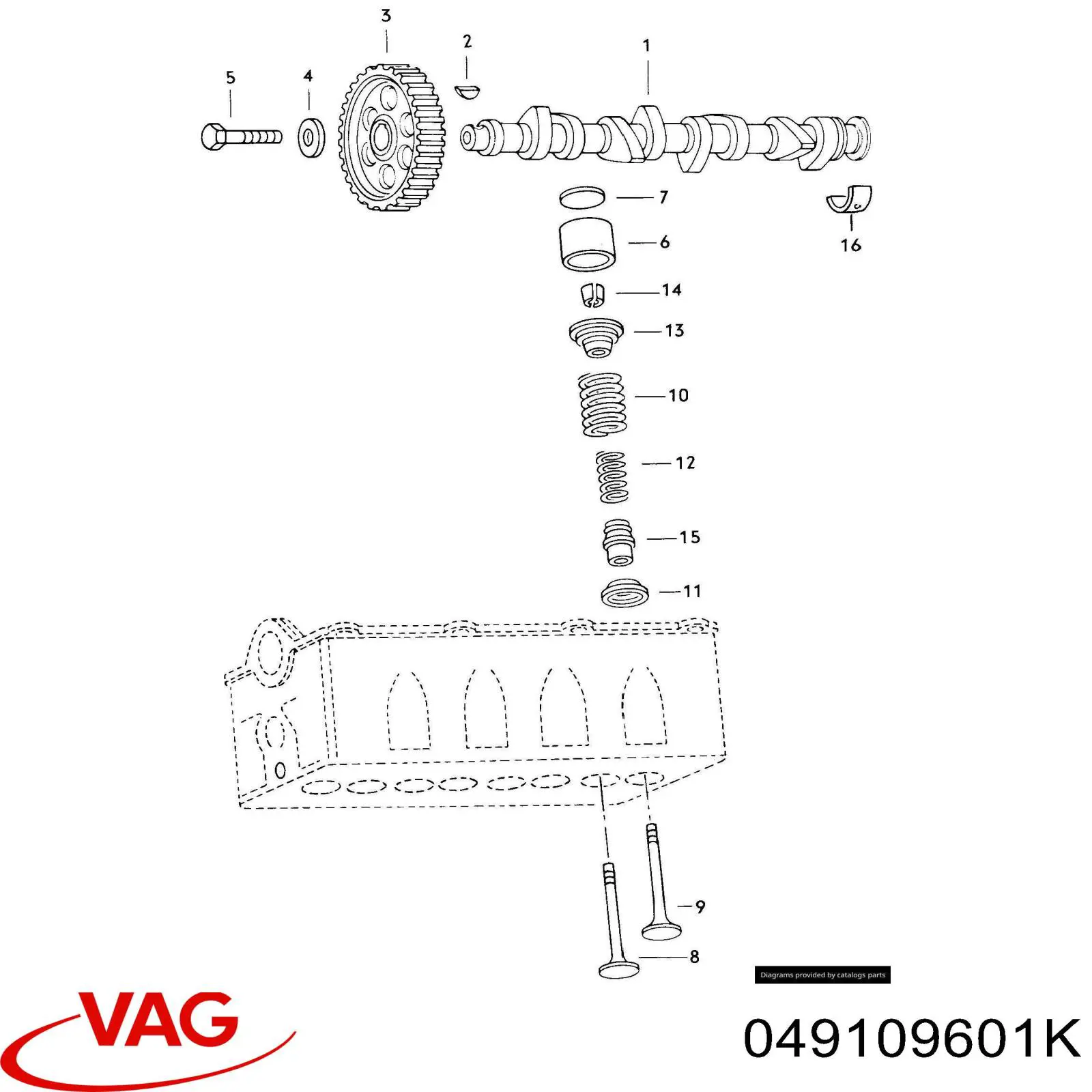 Купити 049109601K VAG Клапан впускний