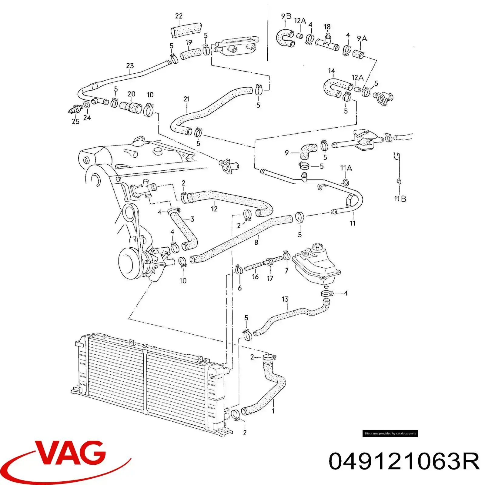 Шланг/патрубок системи охолодження VAG 049121063R ціна, від 3.80 USD