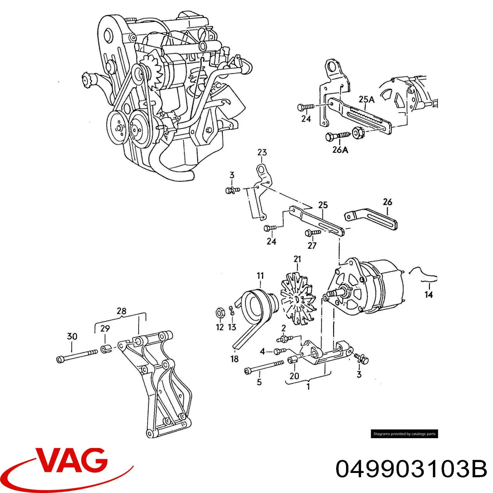 Кронштейн генератора (натяжний) VAG 049903103B ціна, від 116.12 USD